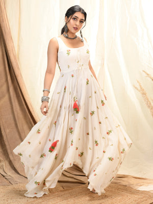 Off-White Asymmetrical Kurta Dress - L image