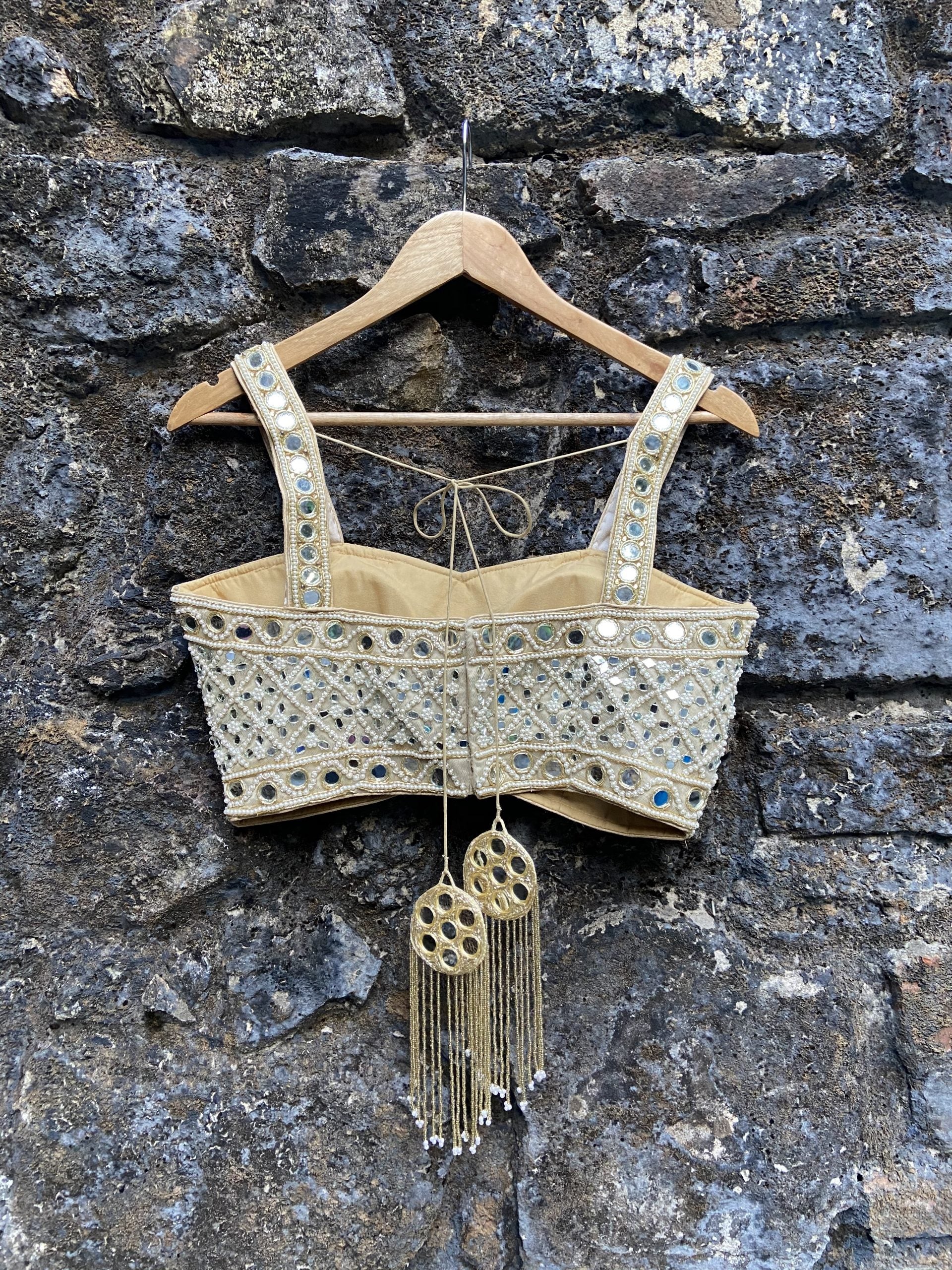 Ivory Mirror Bustier Lehenga Set image 4
