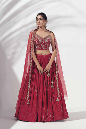 Red Bustier Lehenga - L image