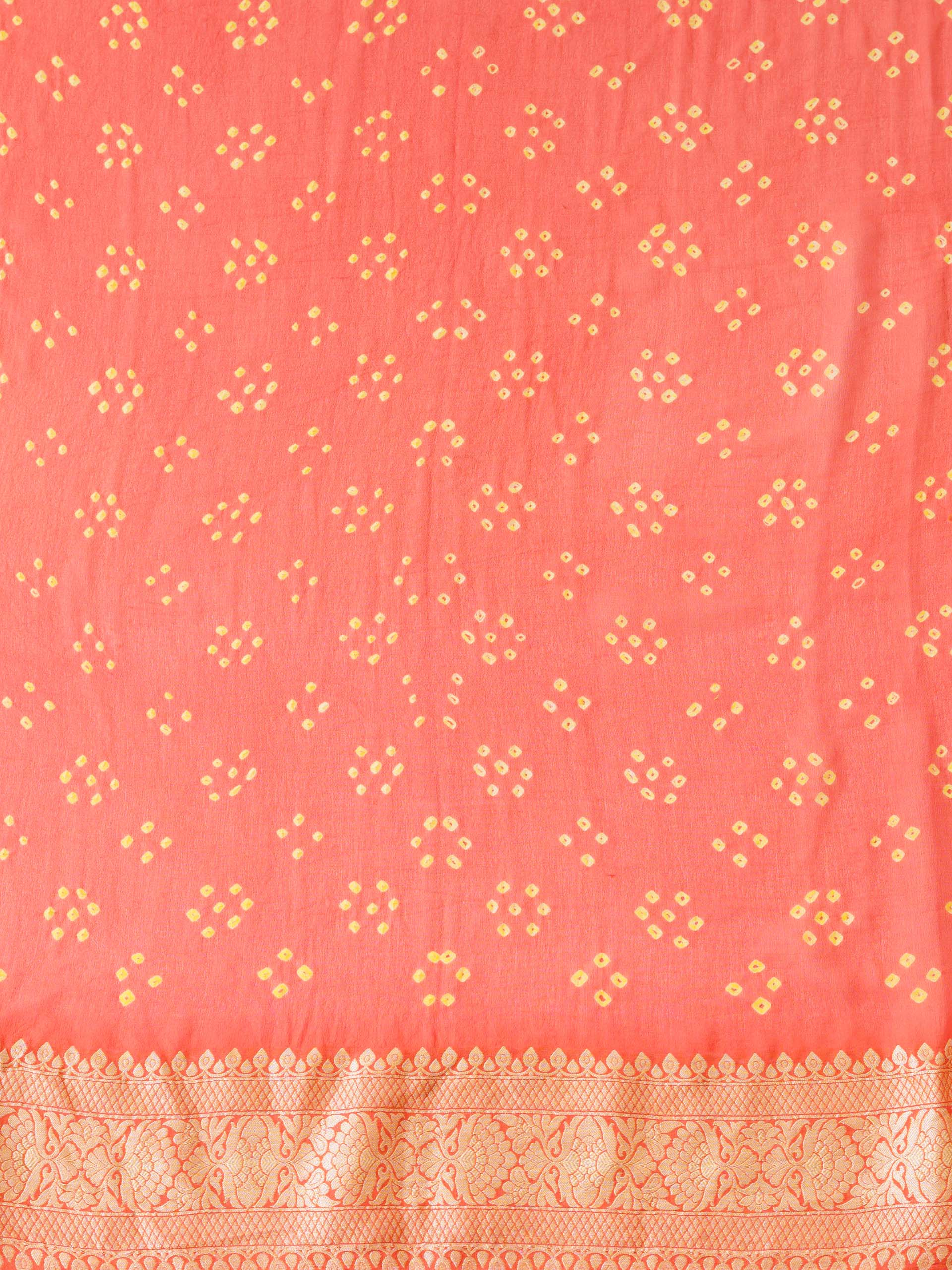 Orange Banarasi Bandhani Saree Set image 2