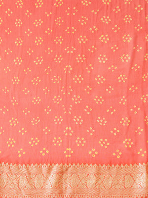 Orange Banarasi Bandhani Saree Set image 2