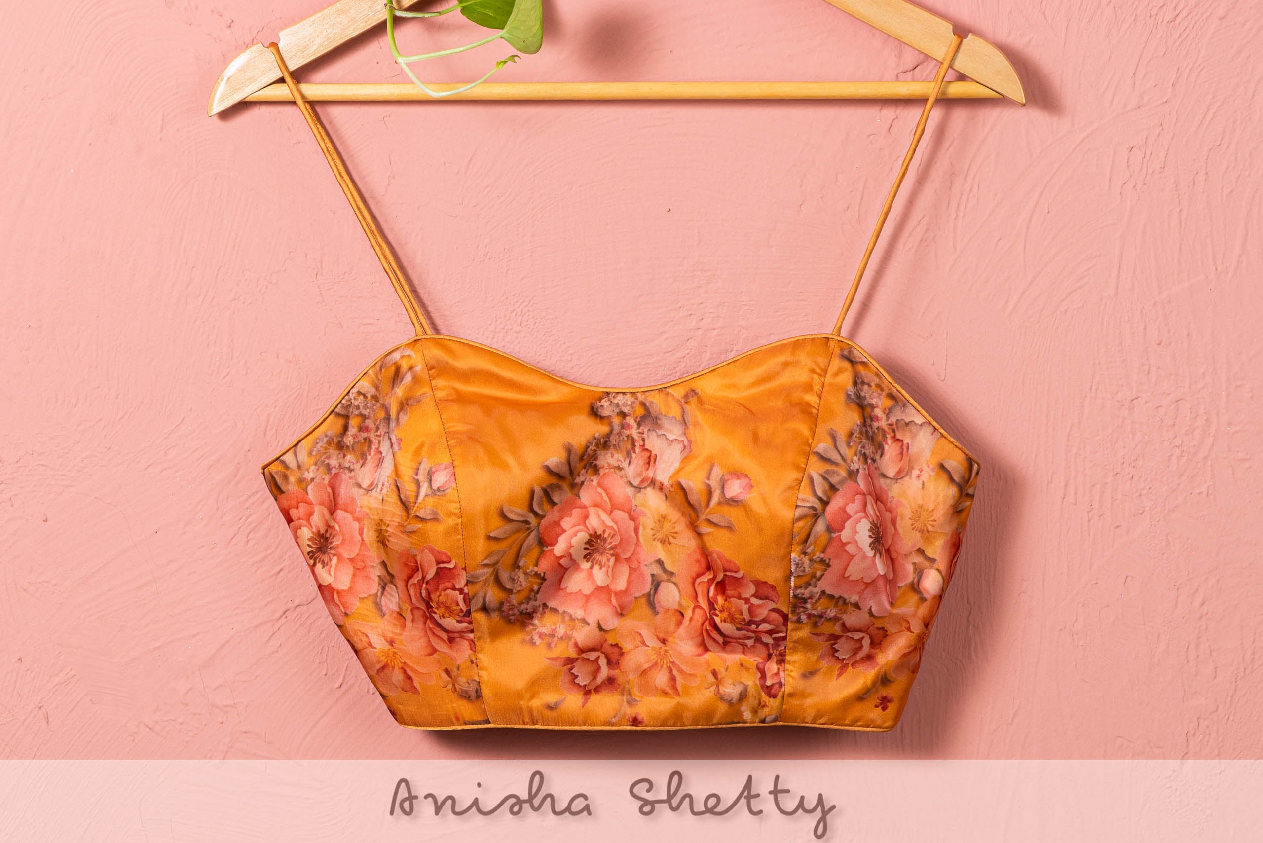 Fire Yellow Lehenga Set With Floral Blouse image 2