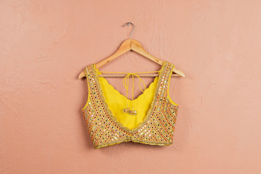 Bumblebee Yellow Lehenga With Colored Blouse image 1