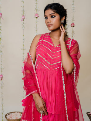 Fuchsia Pink Mirror Sharara Set image 2
