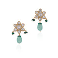 Jadtar Stone Design with Sea Green Drop Accent Earrings image 0