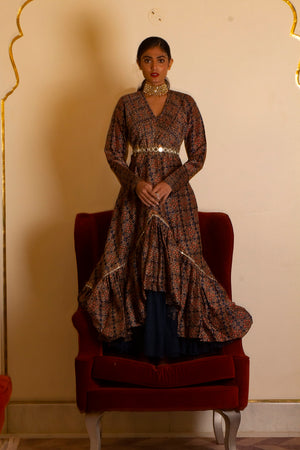 Ajrakh Print Pintuck Dress image 1