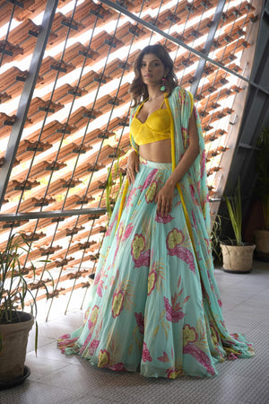 Light Blue And Yellow Skirt Set image 1