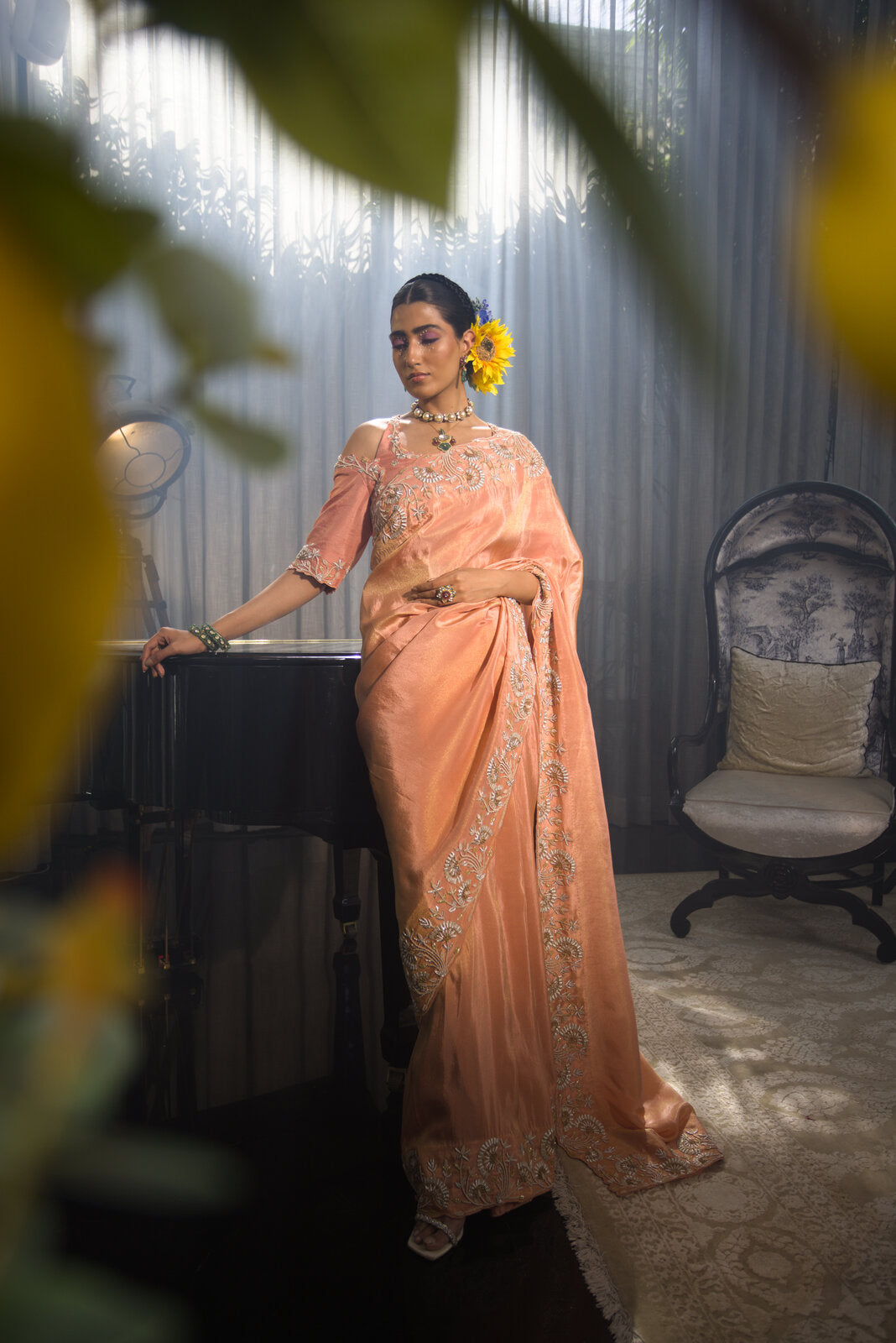 Lotus Zari Work Saree image 3