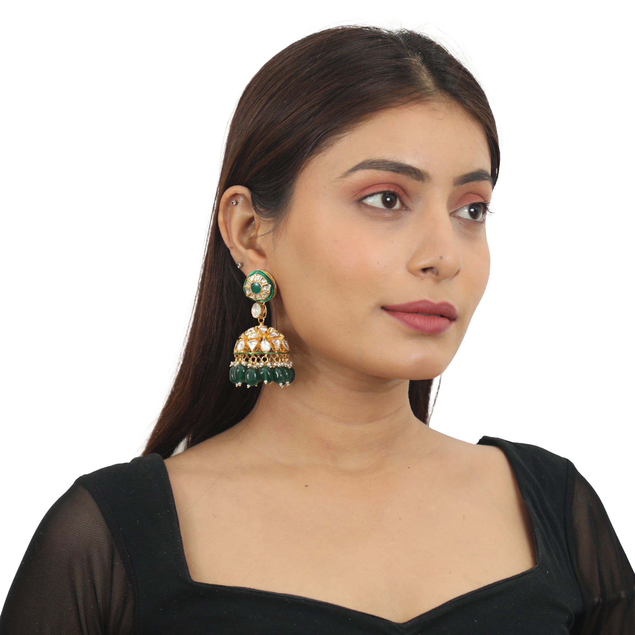 Green Meenakari Layered Necklace Set image 6