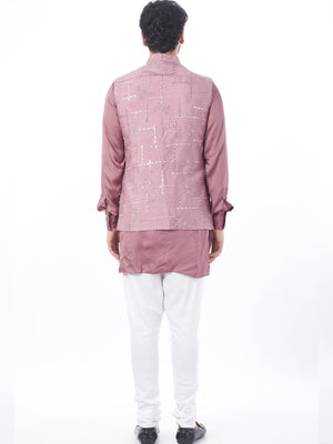 Pink Silk Bundi Jacket Set image 2