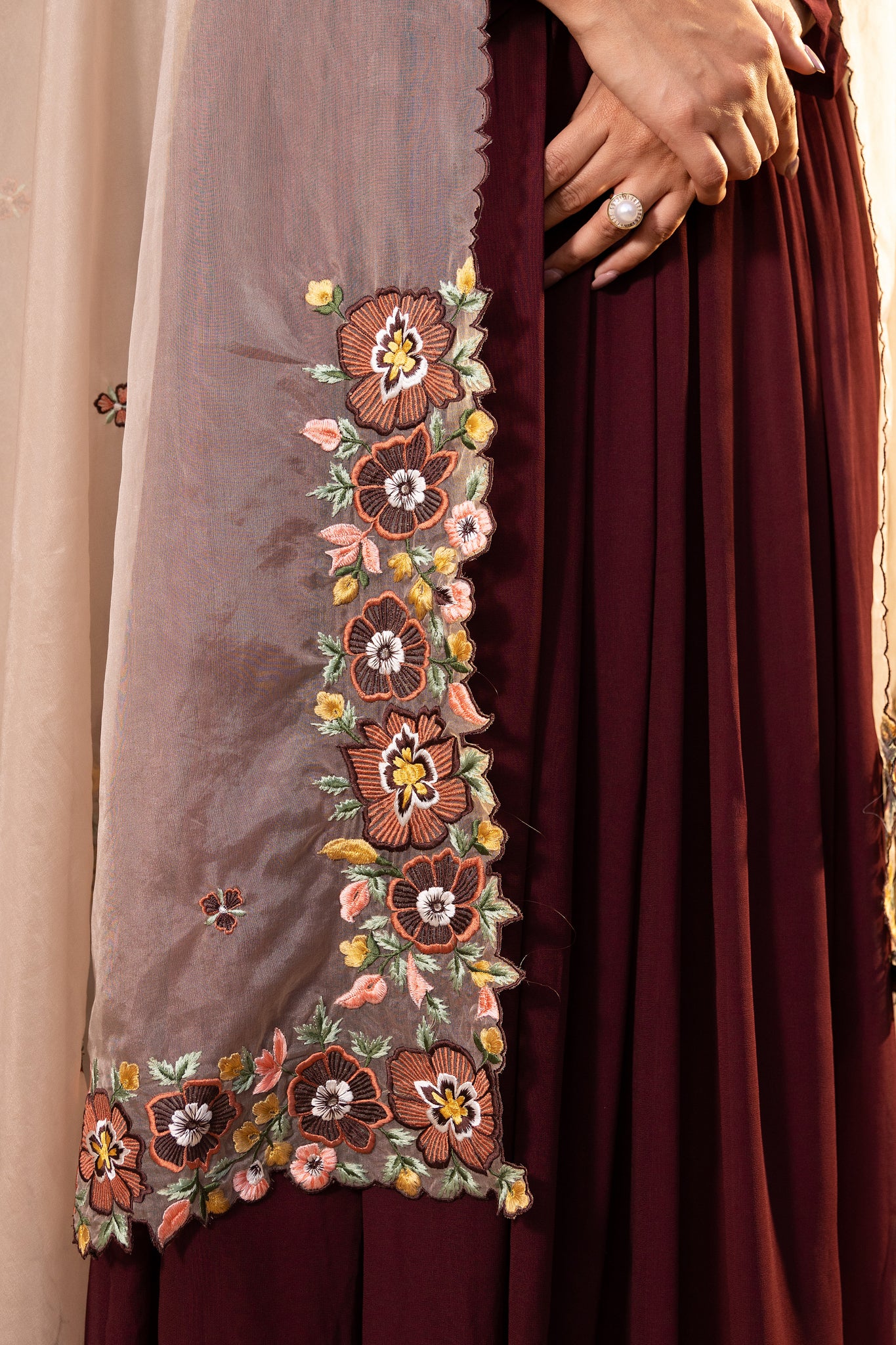 Light Peach Georgette Anarkali Set image 3