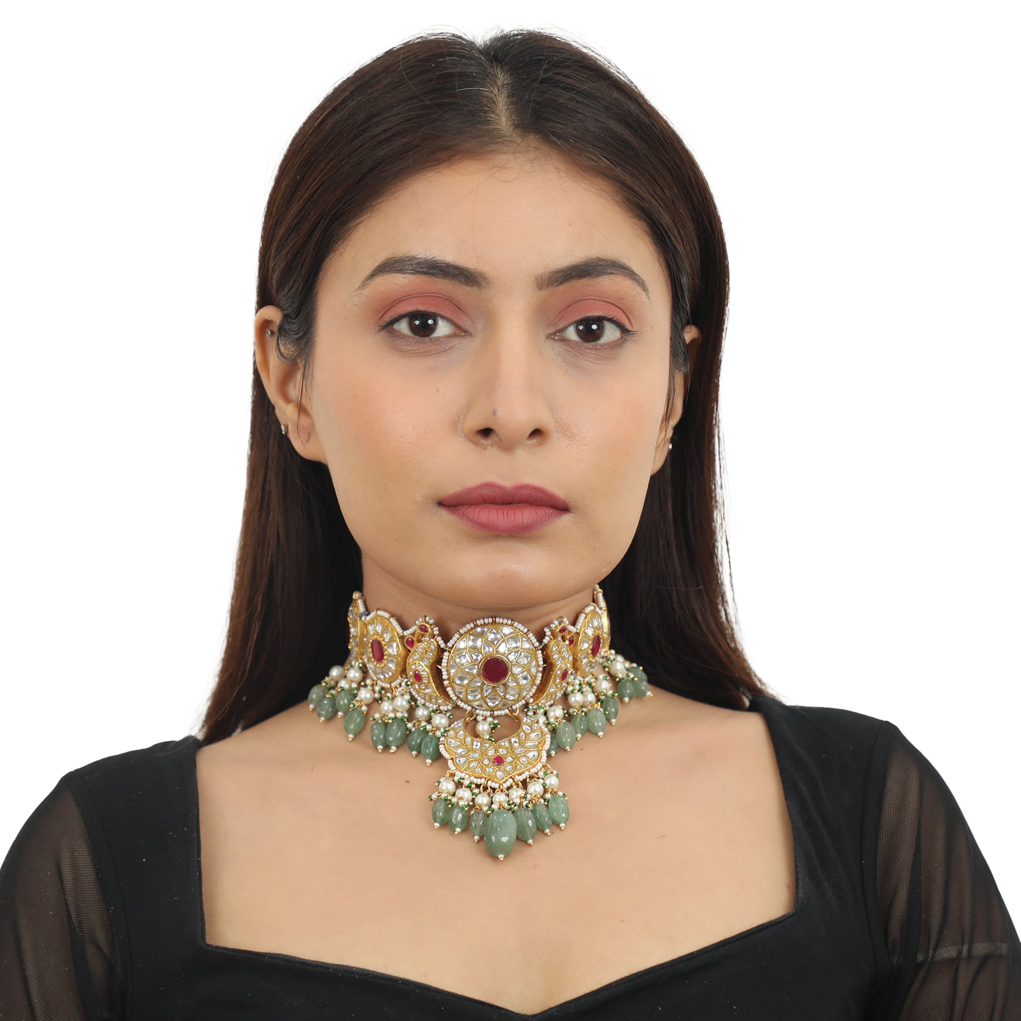 Pink And White Stone Necklace Set image 3