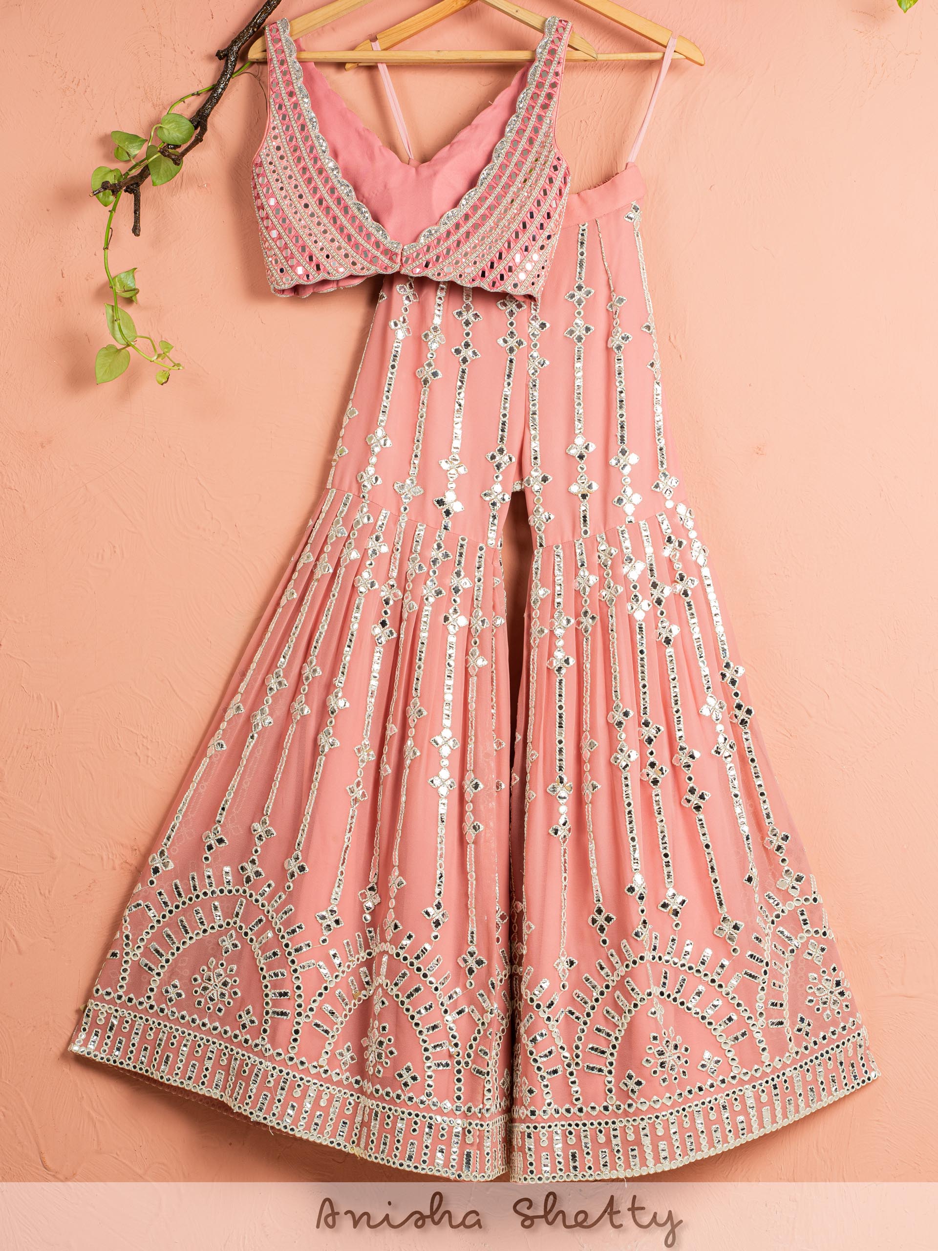 Watermelon Pink Mirror Sharara Set image 2