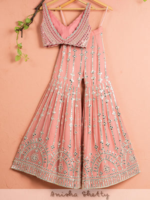 Watermelon Pink Mirror Sharara Set image 2