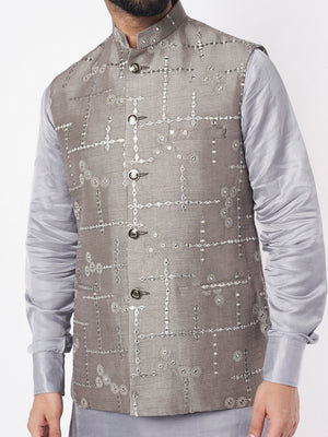Grey Silk Bundi Jacket image 1