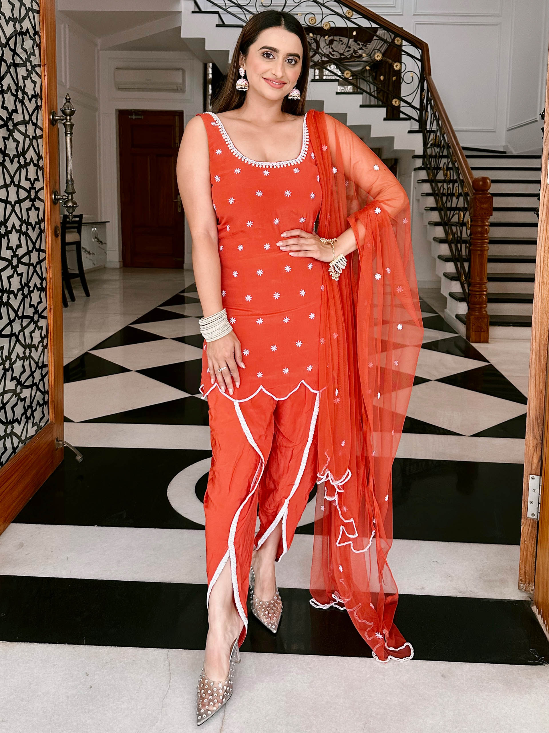 Burnt Orange Kurta and Dhoti Set - S image