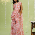 Red Orange Sharara Saree Set image 0