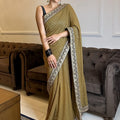 Dark Mehendi Green Saree Set image 0