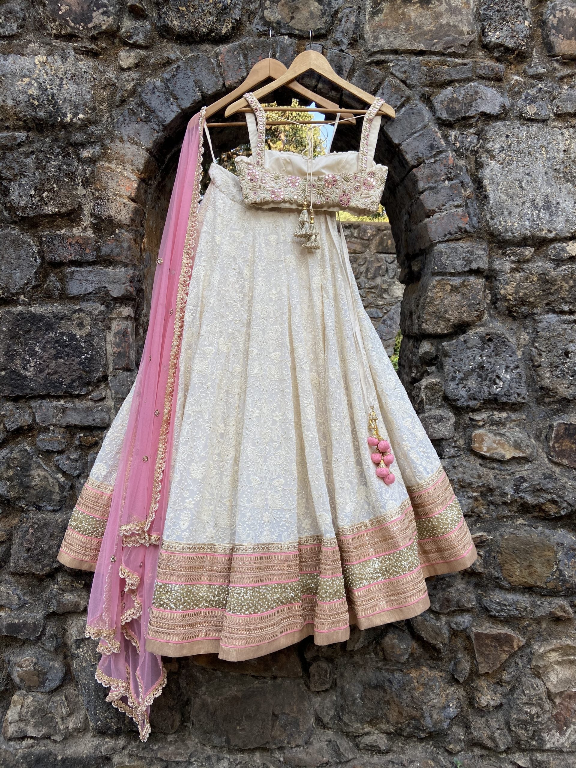 Ivory Lucknowi Lehenga Set image 2