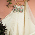 Tropical Bloom Blouse with Ivory Stonework Lehenga Set image 0