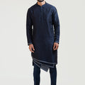 Ink Blue Geometric Panel Kurta Set image 0