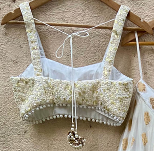 Ivory Gold Ruffle Lehenga Set image 2