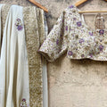 Ivory and Lavender Embroidered Saree image 0