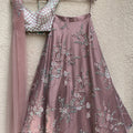Dust Pink Embroidered Lehenga with Mint Green Blouse image 0