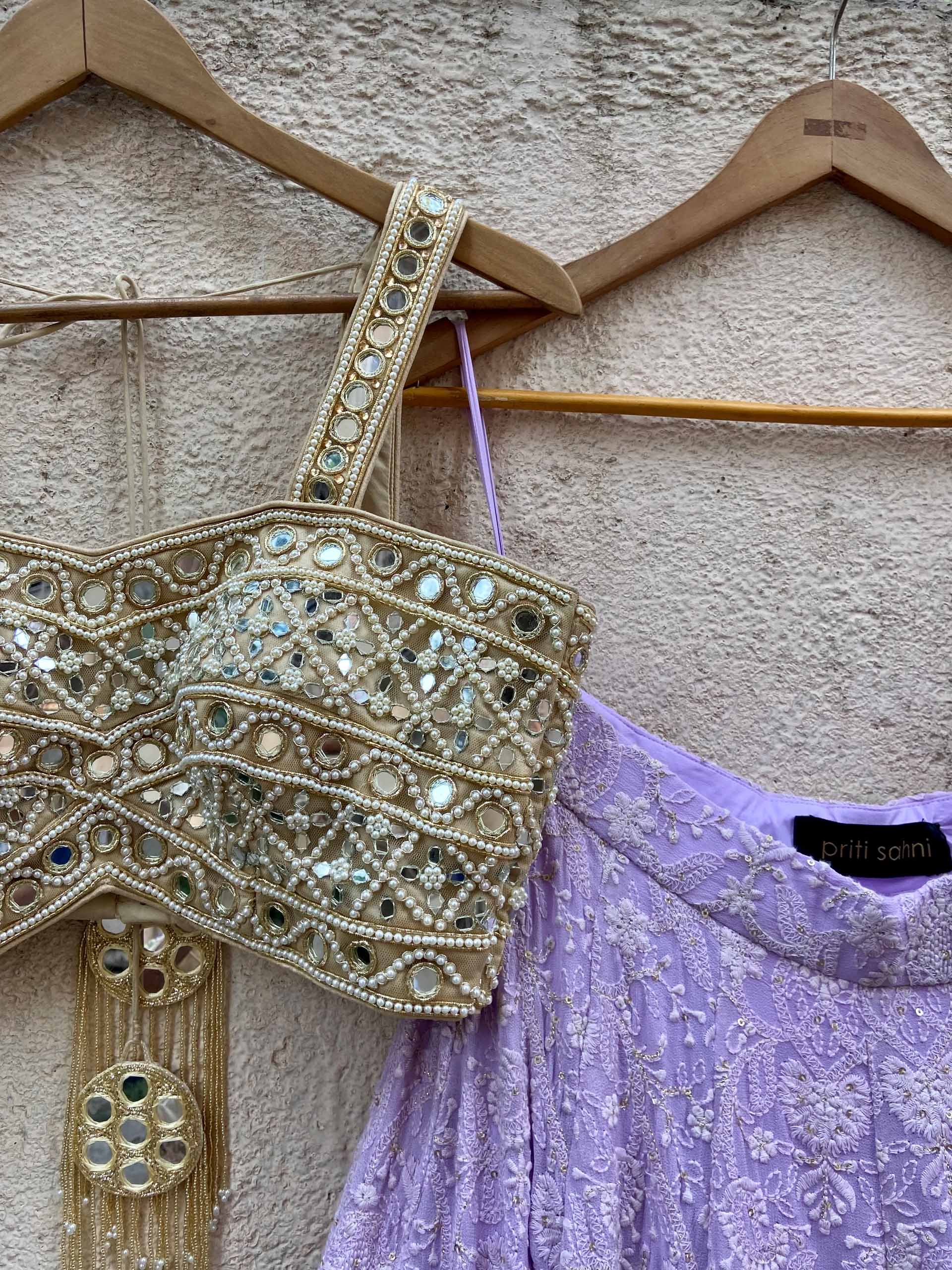 Lavender Lucknowi Ruffle Lehenga Set image 1