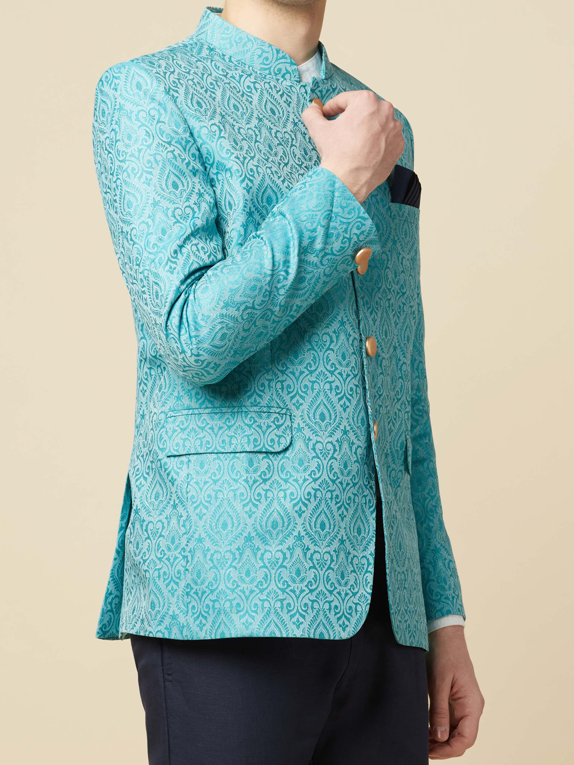Turquoise Jodhpuri Jacket image 7