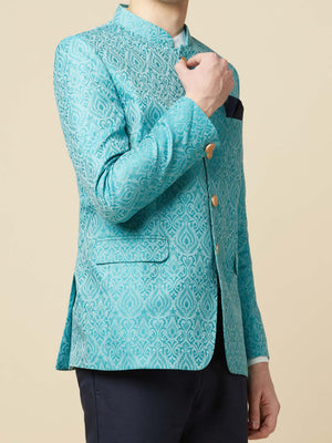 Turquoise Jodhpuri Jacket image 7