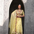 Lemon Yellow Embroidered Lehenga Set image 0