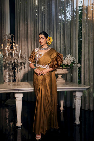 Ruffle Pre-Draped Saree Set - S image