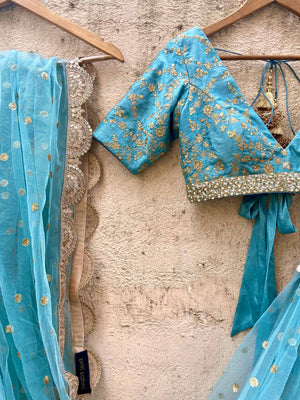 Turkish Blue Lehenga Set image 3