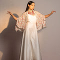 Ivory Printed And Embroidered Jumpsuit with Cape image 0