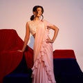 Pastel Pink Pearl Drape Saree image 0