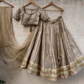 Tan Embroidered Lehenga Set image 0