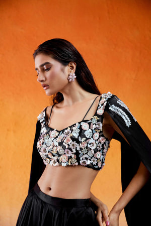 Black Embelllished & Embroidered Lehenga Set image 3