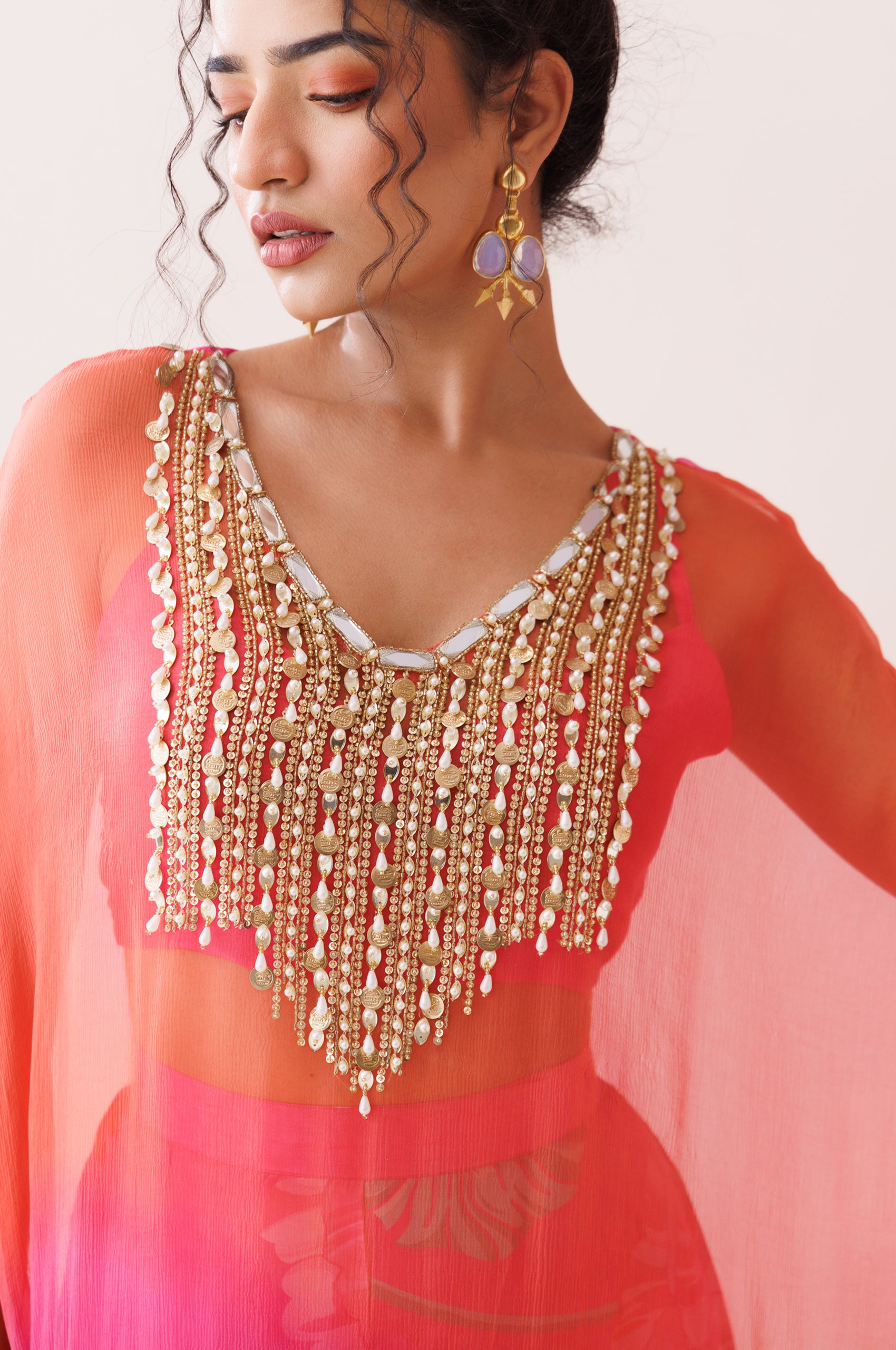 Pink and Orange Ombre Cape Set image 3