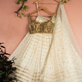 Ivory Radiant Sequin Lehenga with Gold Sequin Blouse Set image 0