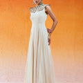 Ivory Pilgrimmed Collar Embroidered Gown image 0