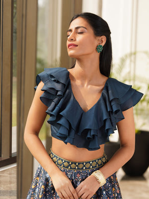 Deep Teal Imaara Lehenga Set image 3