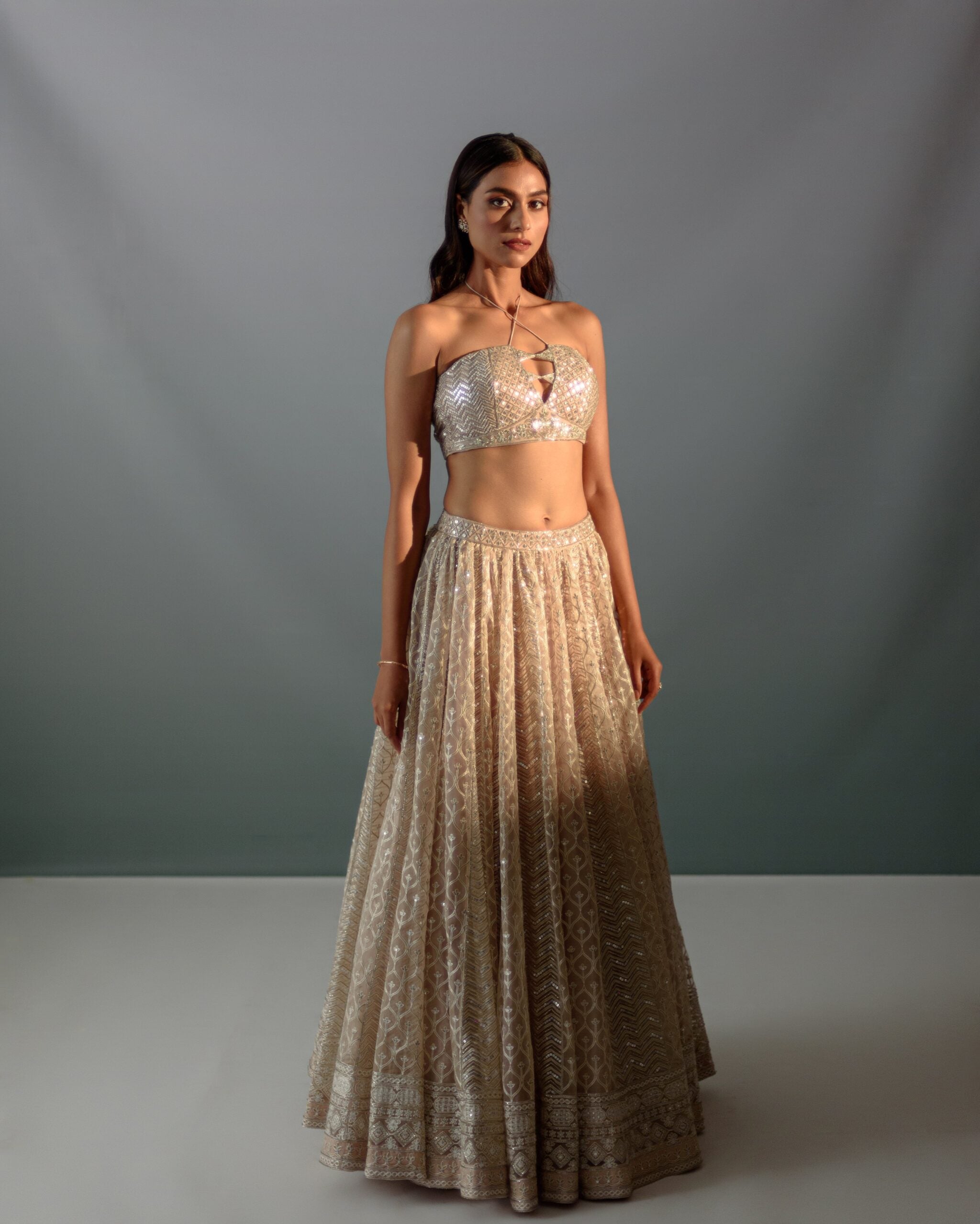 Cream Gota Work Lehenga Set image 1