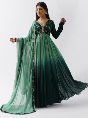 Bottle Green Ombre Anarkali image 2