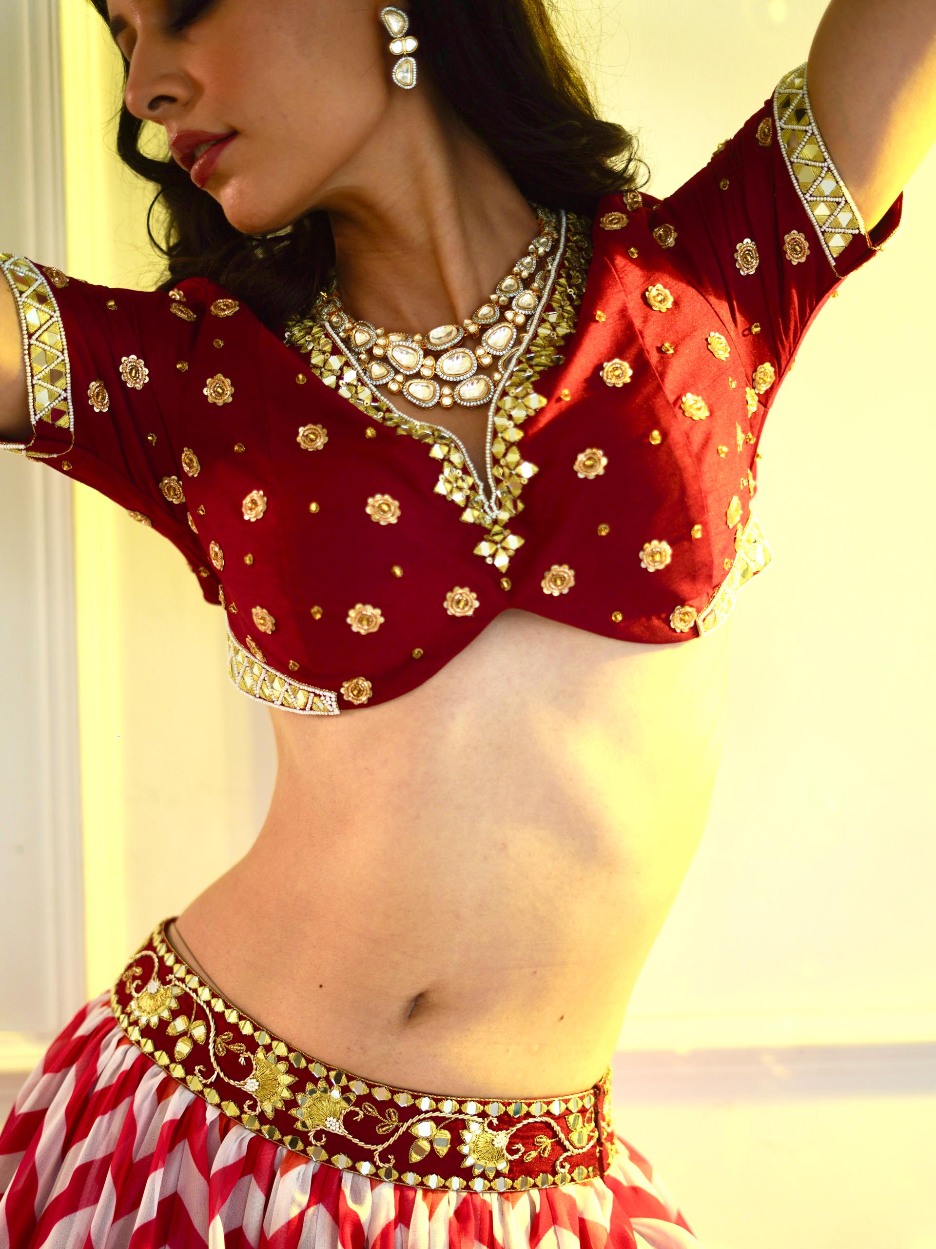 Maroon Myrah Chevron Lehenga Set image 7