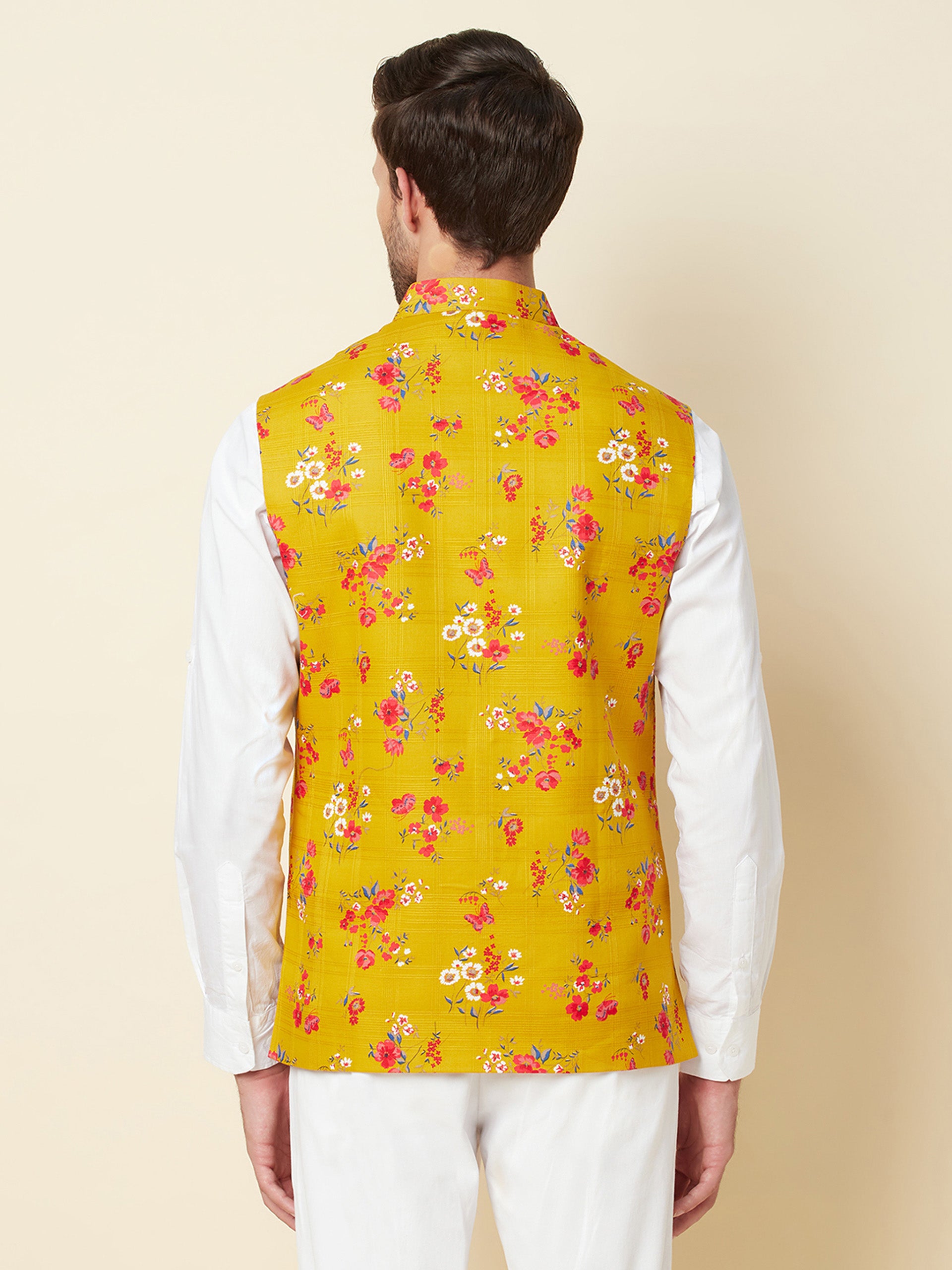 Mustard Print Bundi Jacket image 2