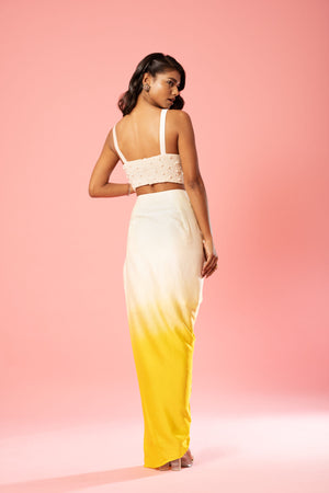 Ivory And Sunshine Yellow Co-ord Dhoti Set image 3