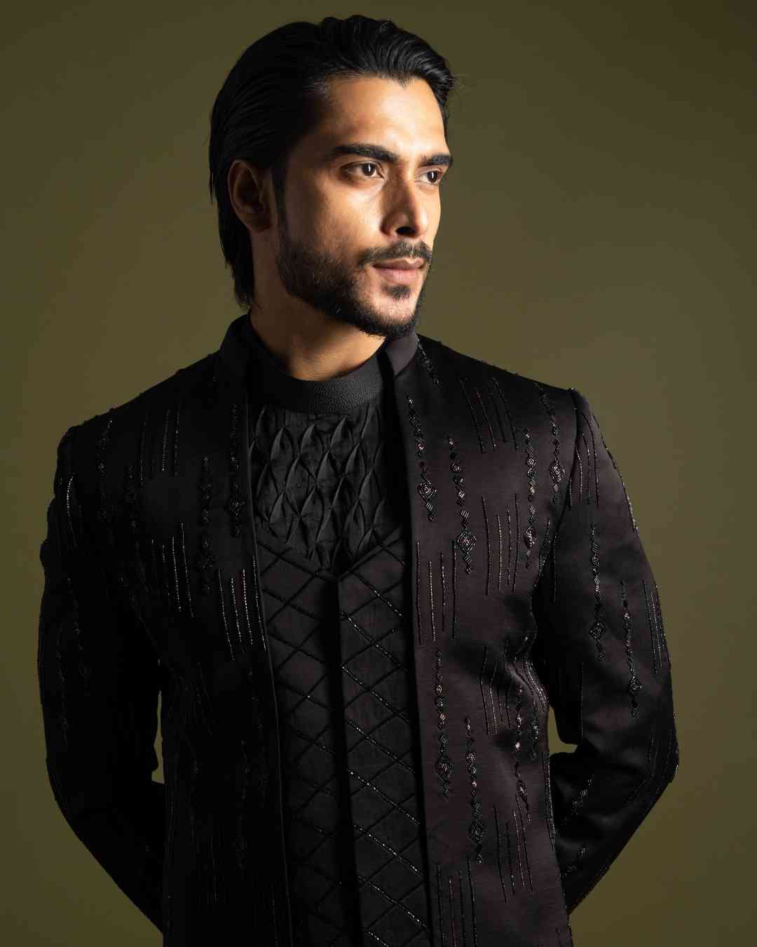 Black Achkan Set image 2