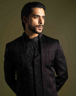 Black Achkan Set image 2