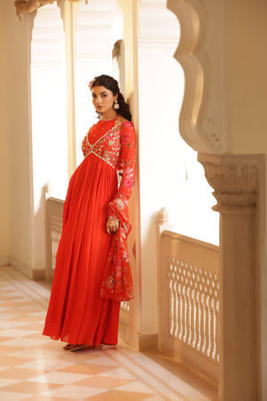 Georgette Crepe Double Neck Anarkali image 11